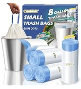 T.FORING Medium 8 Gallon Trash Bags Drawstring,1.2 Mil,Unscented,100 Count | Tear-Free,Leakproof,...