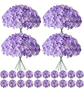 Cherica 100 Pcs Faux Purple Hydrangea Artificial Flowers Bulk, Fake Silk Hydrangea Flowers Heads ...
