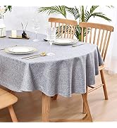 Wolkemer Faux Linen Oval Tablecloth 60 x 84 Inch Grey Table Cloths | Heavy Duty Wrinkle Resistant...
