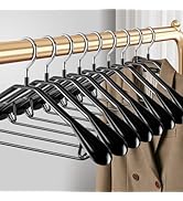 HWAJAN 10 Pack Wide Shoulder Suit Hangers No Shoulder Bump,Non Slip Heavy Duty Coat Sweater Jacke...