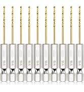 COMOWARE Titanium Twist Drill Bit Set - 10 Pcs 1/16" Hex Shank High Speed Steel for Wood Plastic ...
