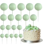 ASTARON 20 Pcs Ball Cake Topper Decorations Mini Balloons Cake Topper Sticks Light Green Balls Ca...