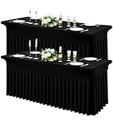 Moosfor Spandex Fitted 6FT Rectangle Tablecloth 2 Pack, Elastic Stretch Wrinkle Resistant Table S...