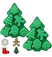 Accfore 2 Pack Christmas Silicone Molds,No-Stick Xmas Silicone Cake Baking Molds for Making Holid...