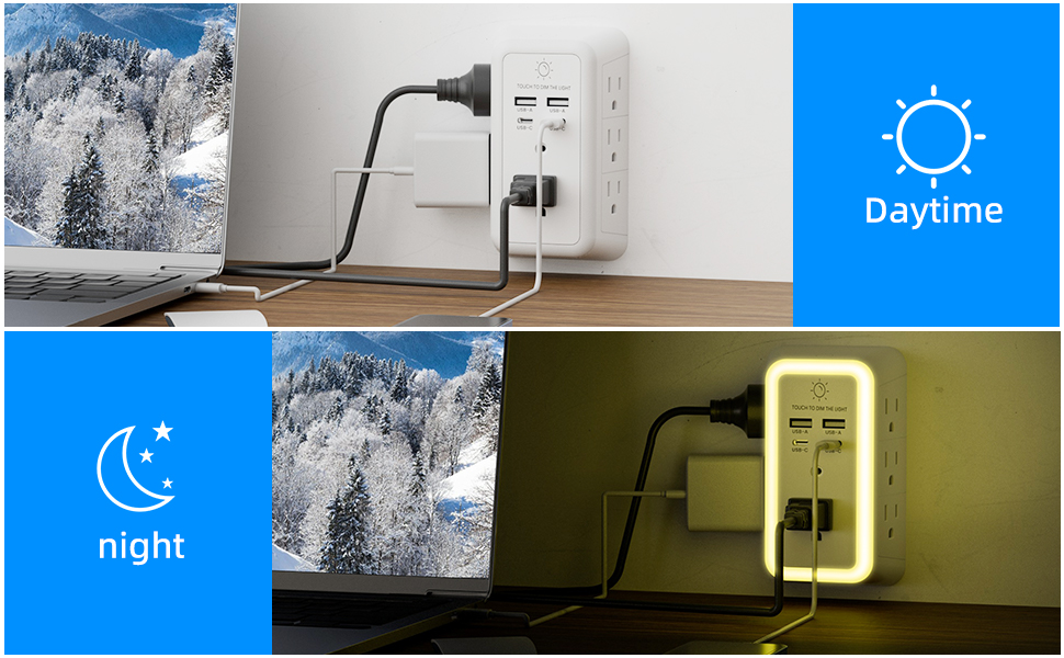 usb wall charger with night light