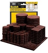 Scotch Felt Pads 199 PCS Brown, Felt Furniture Pads for Protecting Hardwood Floors, Round, Assort...