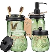 Amolliar 4PCS Bathroom Accessories Set (Lotion Soap Dispenser, Toothbrush Holder, 2 Qtip Holders)...