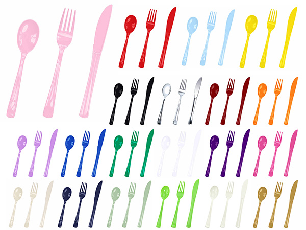 Plastic Cutlery Heavy Duty Plastic Knives Forks and Spoons Disposable Silverware Set Party Utensil