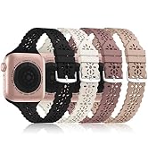 Bandiction 4 Pack Lace Silicone Bands Compatible with Apple Watch Band 38mm 40mm 41mm 42mm 44mm 4...