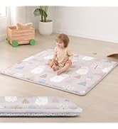 Baby Play Mat for Floor,1.3" Thick Cushioned Playpen Mat 50"x50",Extra Soft Elasti-Foam,Water Rep...