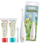 Jack N' Jill Tickle Tooth Toddler Electric Toothbrush & Kids Toothpaste Combo Pack - Gentle Clean...