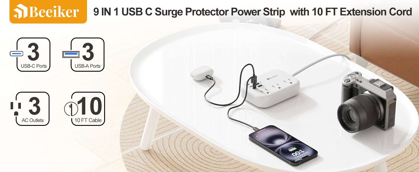 9 in 1 extension cord 10ft