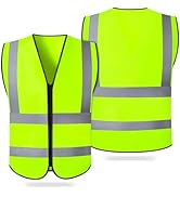 CHGANG Safety Vest, Reflective Hi Vis Vest with Zipper, High Visibility vest for Construction, Tr...