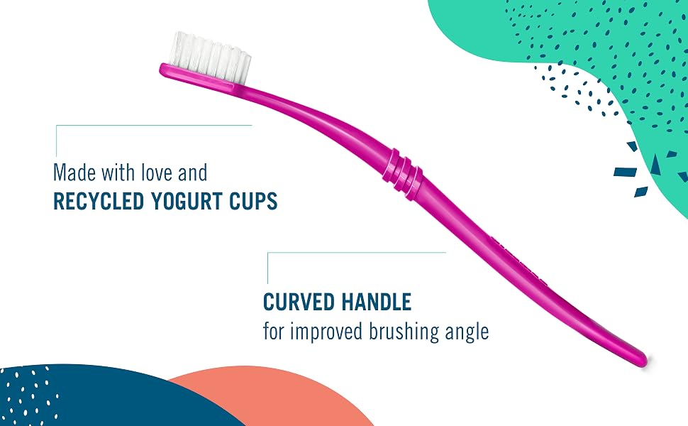 made with recycled yogurt cups curved handle