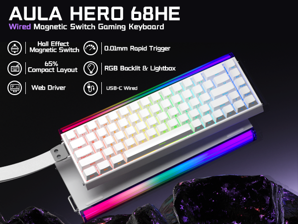 HERO 68 HE Wired Gaming Keyboard with Hall Effect Magnetic Switch