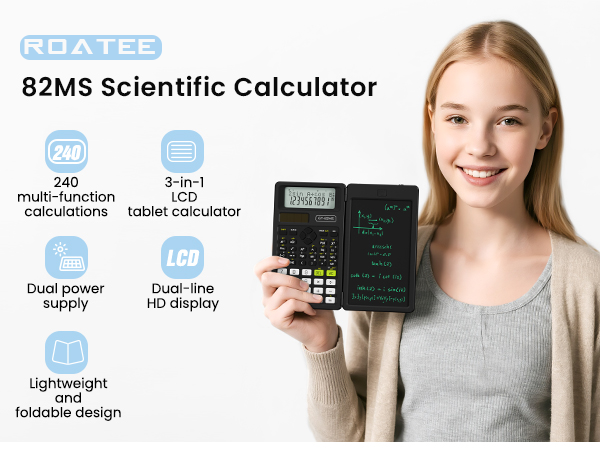Middle and High School Supplies for Student, 82 MS Science Calculator with Writing Tablet