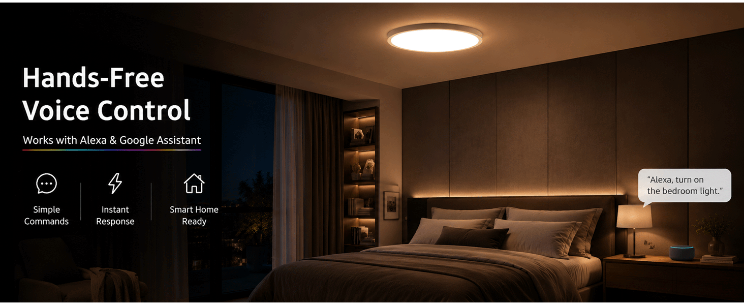 WULILI Smart RGB Ceiling Light with Alexa and Google voice control
