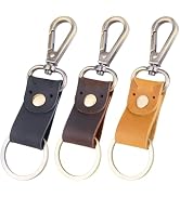 CALFOVERA 3PCS 3 Colors Cowhide Keychain Organizer Universal Crazy Horse Key Fob with Metal Clasp...
