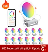 SikSog Smart Recessed Lighting 6 Inch RGBCW Color Changing 16W LED Downlight with Junction Box,13...