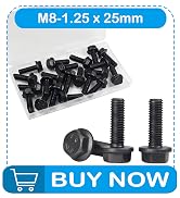 Yinpecly M8-1.25 X 25mm Flanged Hex Head Bolts Flange Hexagon Screws, External Flange Hex Drive S...