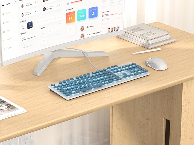 104 Keys Quiet Membrane Keyboard with Blue Backlit