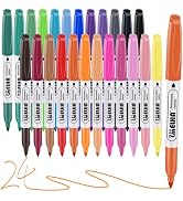 SMELHA Fine Tip Assorted Colors Permanent Markers, 24 Count Colorful Fine Point Markers Set, Wate...