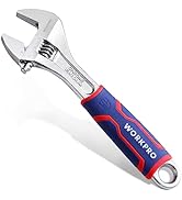 WORKPRO 10-inch Adjustable Wrench, Wide Jaw Opening Wrench with Rubber Anti-slip grip, Metric/SAE...