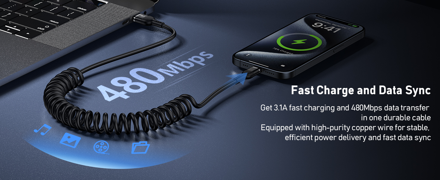 coiled usb c cable