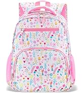 RHCPFOVR Kids Backpack for Girls - Girls Backpack 3-8 Ages Flower for Kids 15 Inch School Bookbag...