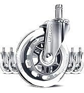 Office Chair Wheels Replacement Rubber Chair casters for Hardwood Floors and Carpet, Set of 5, He...