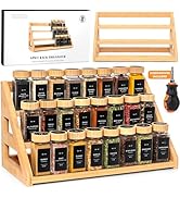 EDELHAUS 3 Tier Bamboo Spice Rack Organizer for Cabinet – Fits 24 Spice Jars, 17.5” Wide Countert...