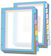 16Pcs/2 Set 8 Tab Dividers, Clear Plastic Binder Dividers with Tabs, for 3 Ring Binder, Letter Si...