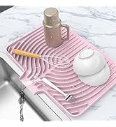 Dish Drying Matt for Kitchen Counter,10"14"18"20"Silicone Dry Rack Mat with Built in Drain, Kitch...