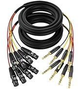 Novazylum 4 Channel 1/4" TRS to XLR Snake Cables 6ft 2 Pack - 6.35mm Jack Stereo Audio Balanced L...