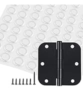 18 Pack Matte Black Door Hinges and Cabinet Door Dumpers for Kitchen Cabinets Clear Rubber Bumper...