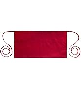 PLOYMONO 1 Pack Heavy Duty Waist Apron with 3 Pockets - Red Waitress Waiter Server Short Apron