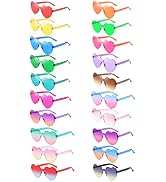 LADYAMZ 20 Pair Heart Rimless Sunglasses, Colorful Heart Glasses Frameless Glasses, Candy Color P...