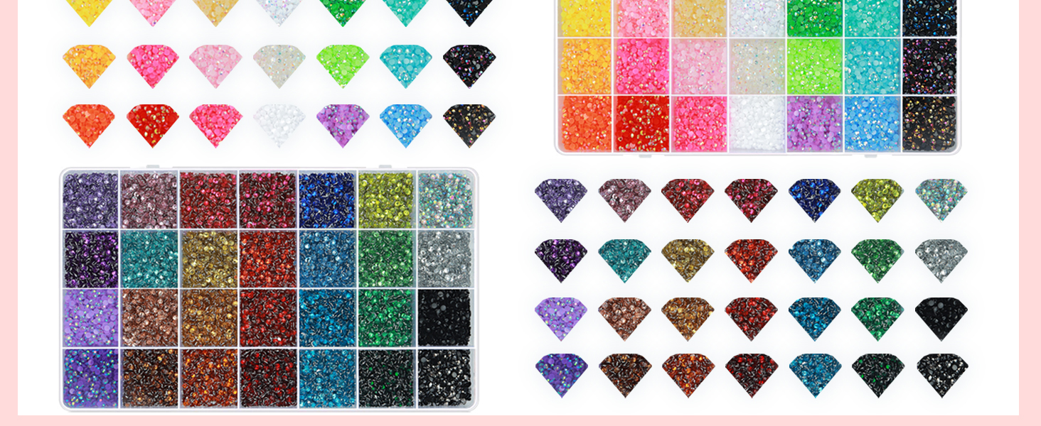 2 Boxes Rhinestones for Bedazzling Kit, 56 Colors 3MM Resin Flatback Gems