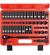 pgroup 3/8 Inch Drive Impact Socket Set, 72 PCS Standard SAE(5/16"- 3/4") & Metric(8-22mm) With S...