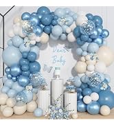 Ouddy Life 157Pcs Dusty Blue Balloons Garland Arch Kit Different Size | 18 12 10 5 inch Light Blu...