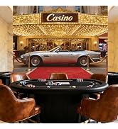 WADORN Casinos Sports Cars Red Carpets Decorations Backdrop, 5.2x6.6Ft Luxurious Casinos Theme Pa...