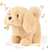 Hopearl Walking Dog Golden Retriever Interactive Electronic Pet Plush Toy Puppy Woof and Moving A...