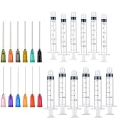 12Pack 3ML 5ML Plastic Syringe with Measurement Marks and Blunt Stainless Needle Tip Set (14 15 1...