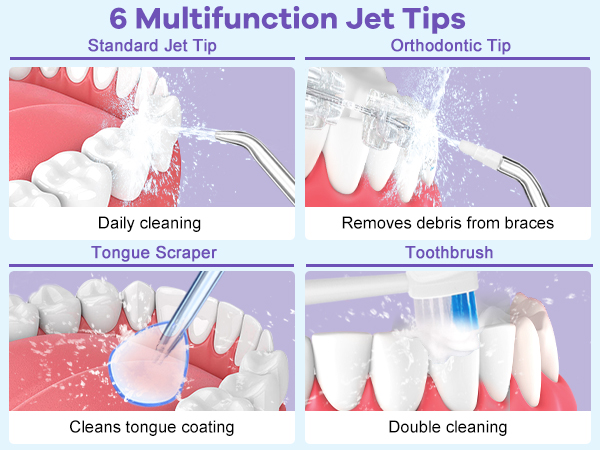 water dental flosser 6 jet tips