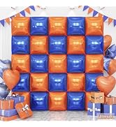 Blue and Orange Square Foil Balloons Wall, Double Sided Chrome Deep Blue and Orange Balloons Tunn...