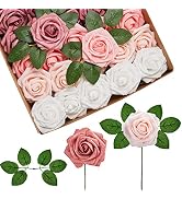 InnoGear Artificial Flowers, 50 Pcs Shades of Dusty Foam Fake Roses Bulk with Stems for Decoratio...