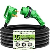 ELECTERY 30 Amp 15 Ft RV Power Extension Cord NEMA TT-30P to L5-30R with Twist Locking Adopter, H...