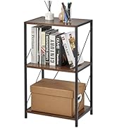 fusehome 3 Tier Industrial Bookshelf, Sofa Side Table for Living Room, Wood and Metal Display Rac...