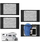 Bigmeta 4PCS RV Cargo Storage Mesh Net, Elastic Stretchable Netting Pocket with 8 Adhesive Strip ...