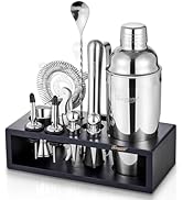 KITESSENSU 12-Piece Cocktail Shaker Set with Stand | Mixology Bartender Kit Bar Set with Essentia...